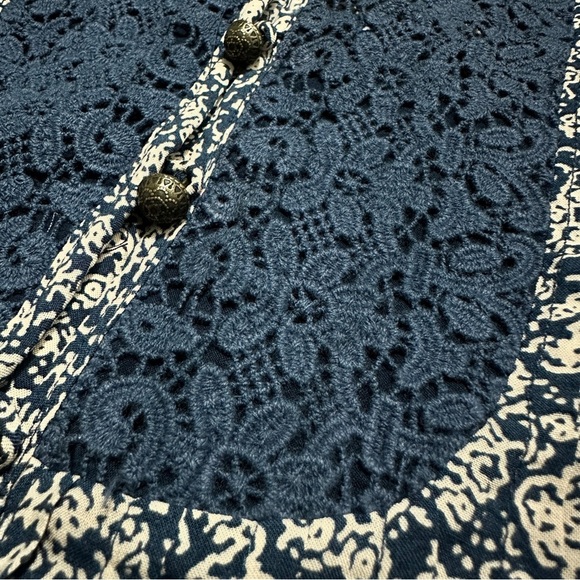 Anthropologie Maeve Blouse Womens Size 6 Navy Blue Pattern Hiver Peasant Top NWT - Picture 7 of 15